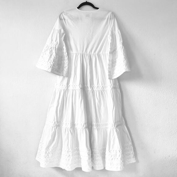 NWT Lisa Marie Fernandez for Target White Ric Rac Midi Dress Bell Sleeve - Picture 3 of 16